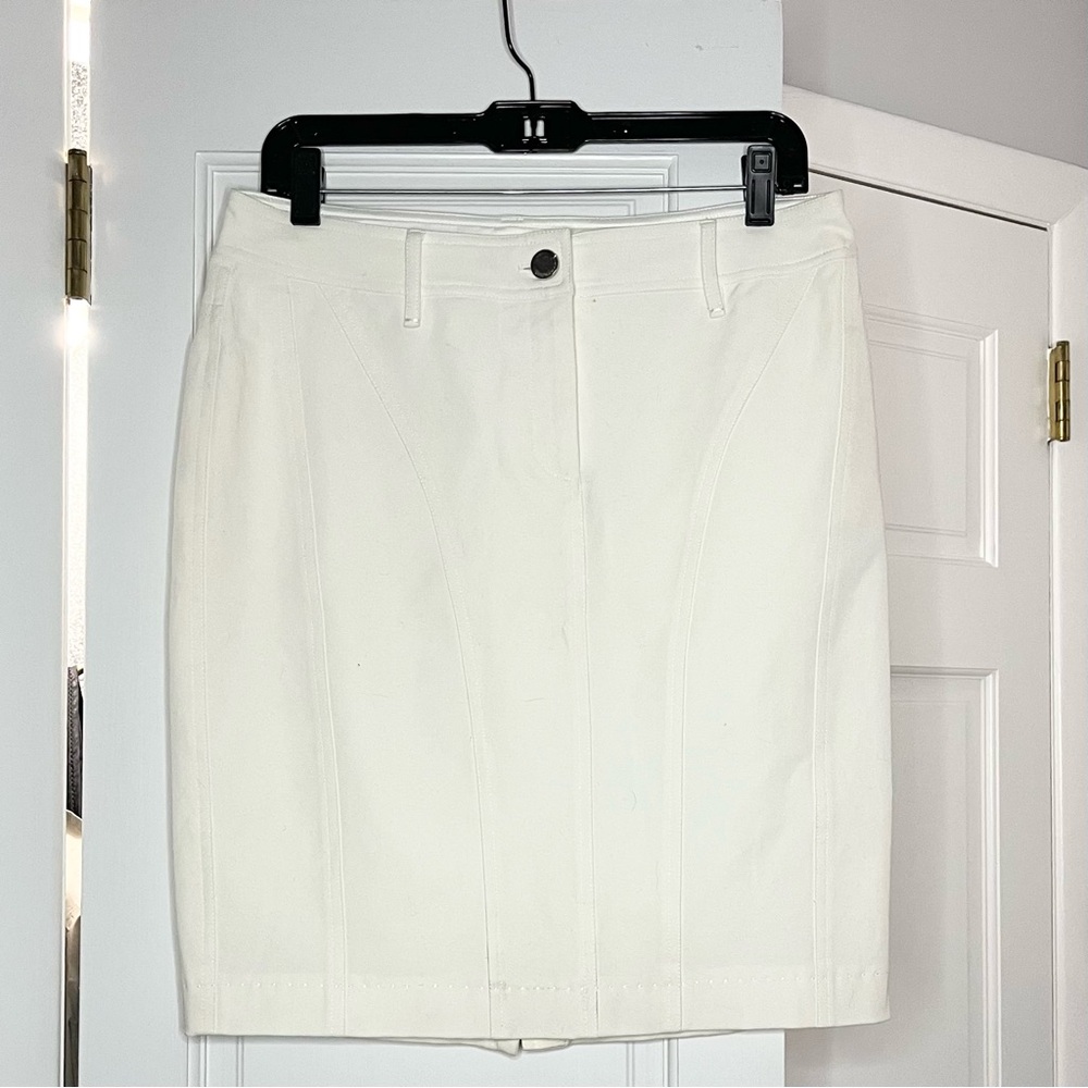Elie Tahari Ivory Cotton Pencil Skirt for Casual Wear